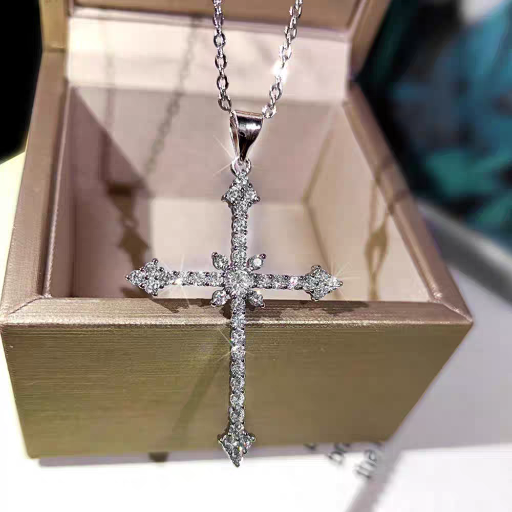 Collier croix épais en argent sterling avec strass - Pure Street Cred