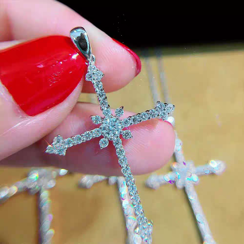 Collier croix épais en argent sterling avec strass - Pure Street Cred