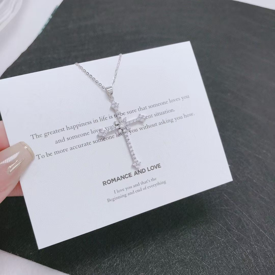 Collier croix épais en argent sterling avec strass - Pure Street Cred
