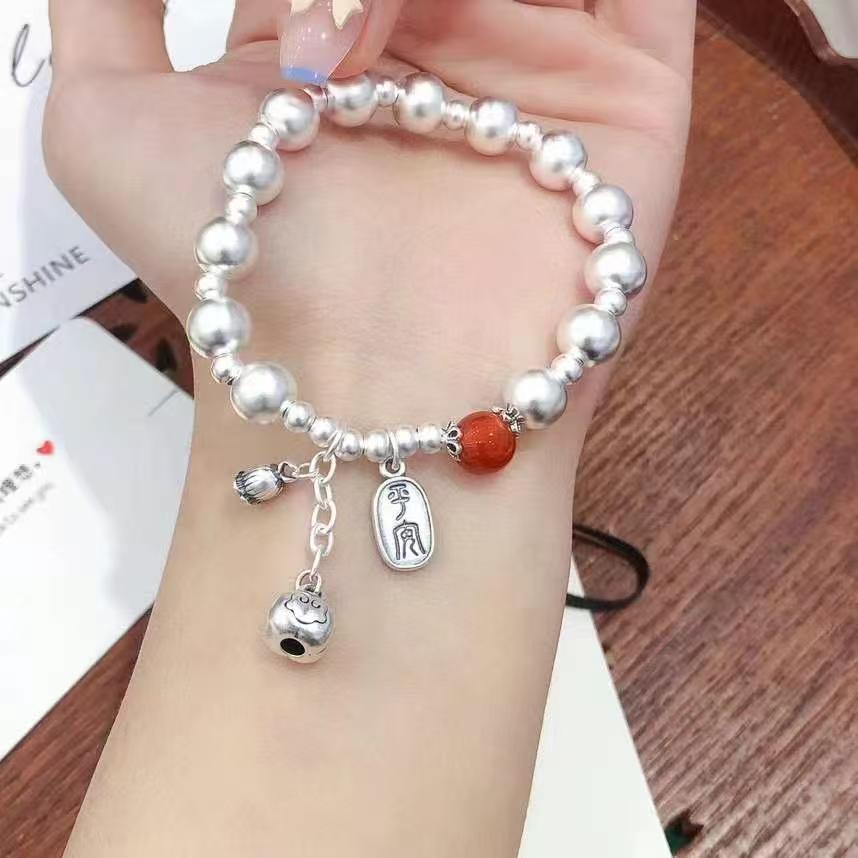 Handmade Sterling Silver 999.9 & Agate Blessing Bracelet