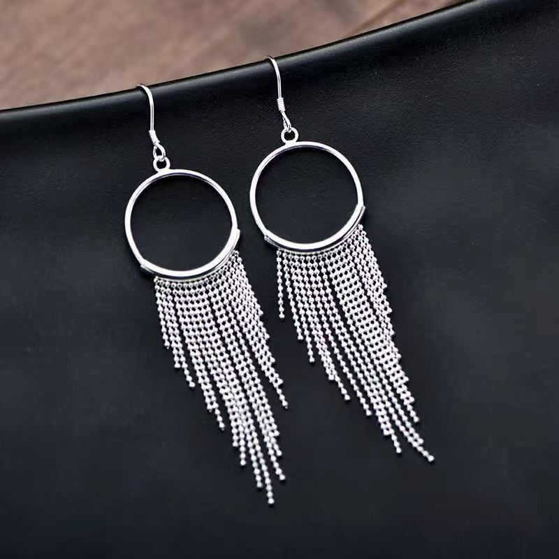 Boucles d'oreilles à franges fluides en argent sterling 990 fabriquées à la main