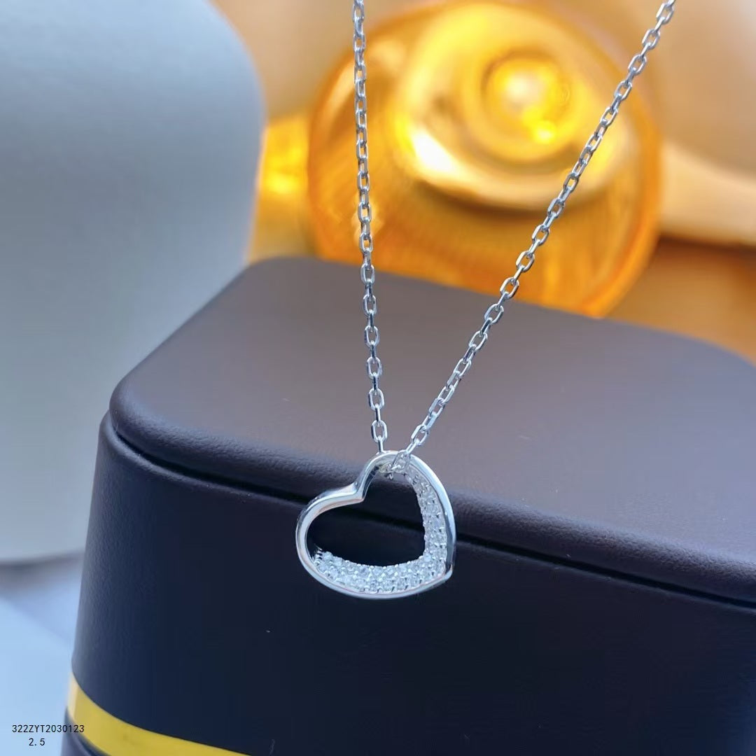 Handcrafted Sterling Silver Heart Necklace Sparkling Cubic Zirconia Heart Pendant - Timeless Gift of Love