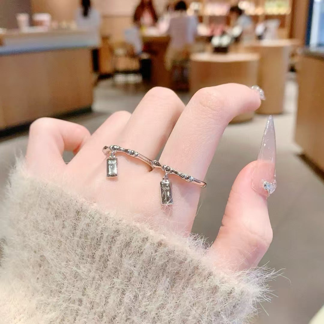 Fortune Bar Pendant Ring - Handmade Sterling Silver Luck Charm