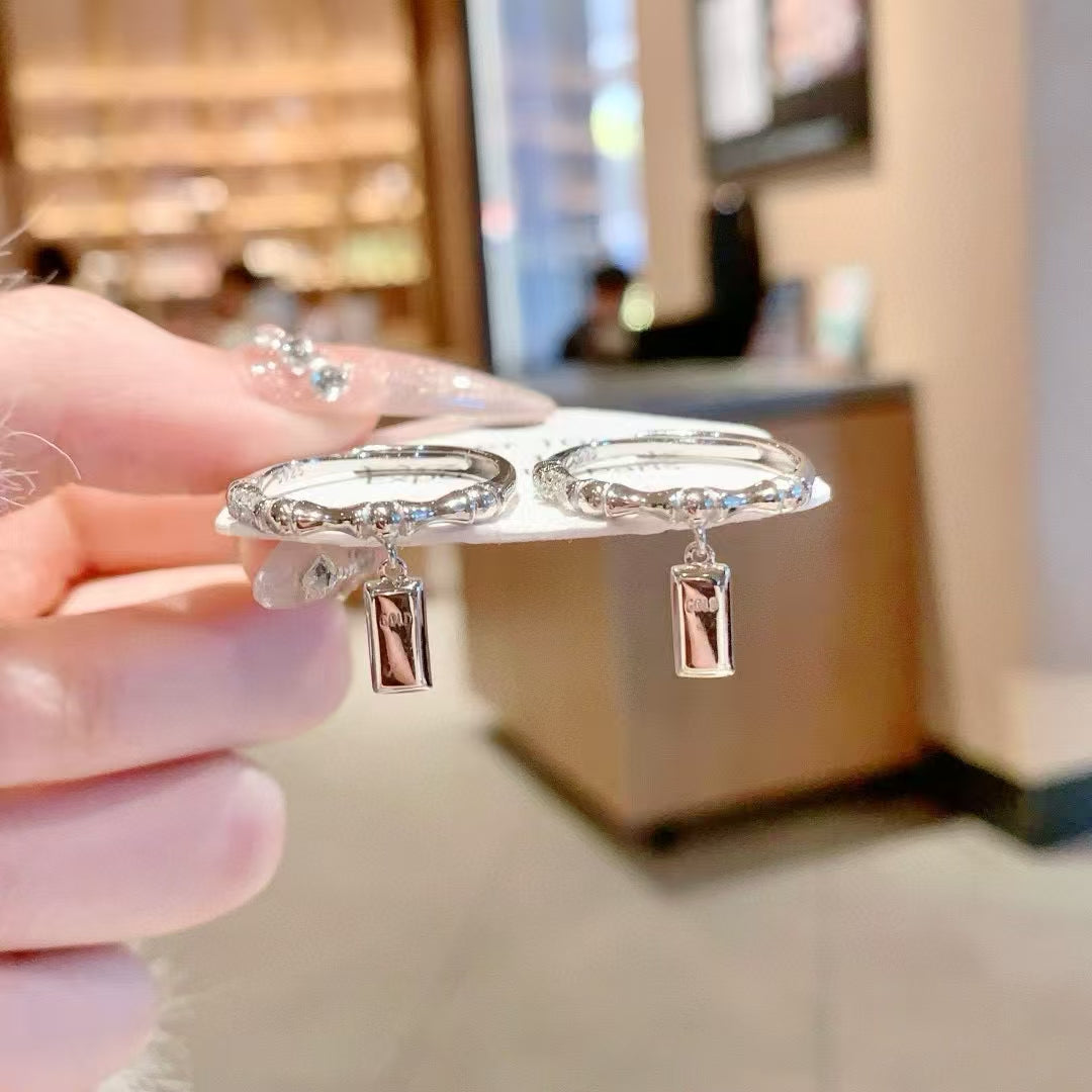 Fortune Bar Pendant Ring - Handmade Sterling Silver Luck Charm