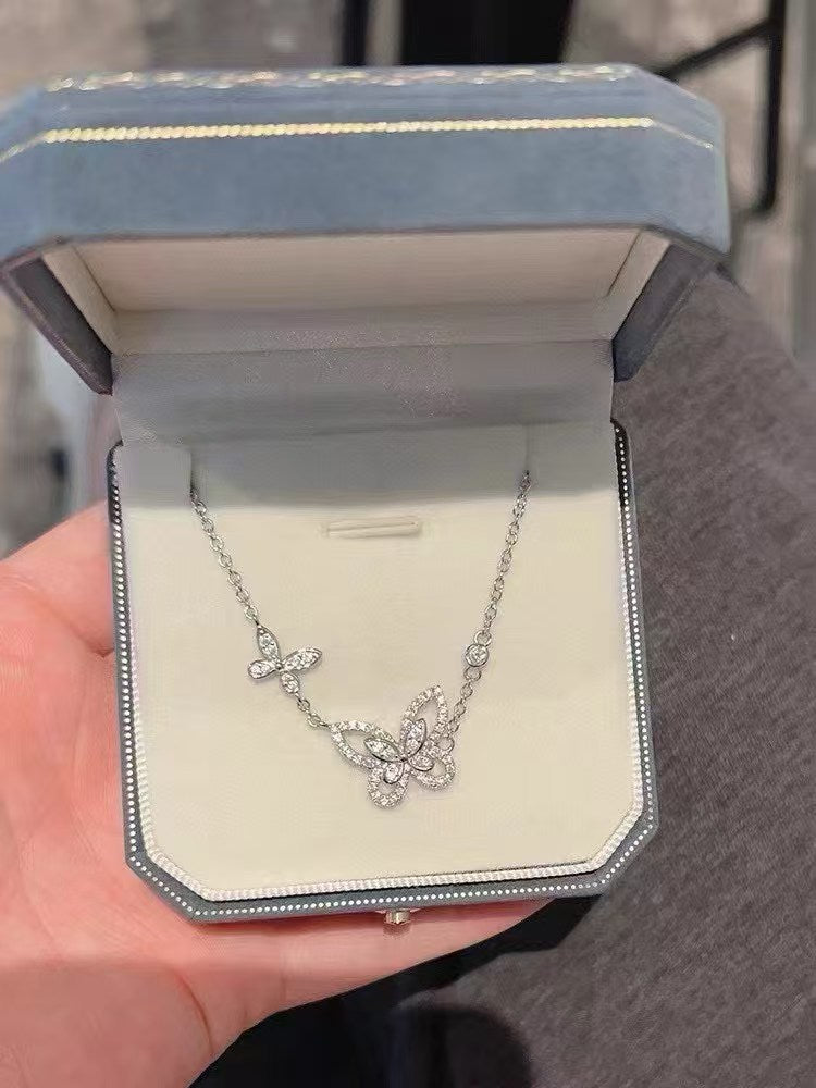 Collier pendentif papillon en argent sterling 925 et oxyde de zirconium, fabriqué à la main