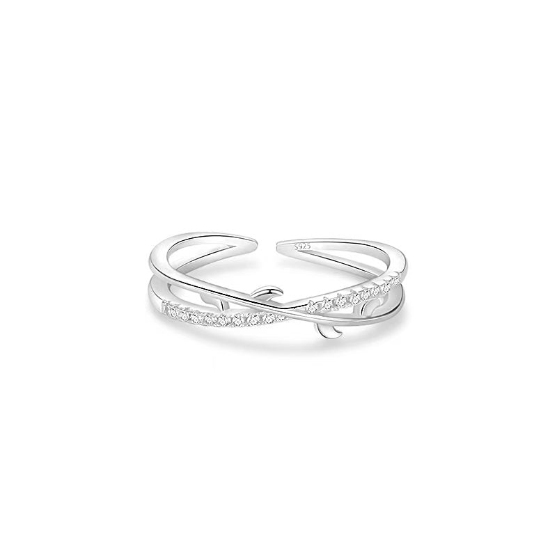 Handcrafted 925 Sterling Silver Interwoven Leaf Adjustable Ring - Nature Inspired Botanical Jewelry