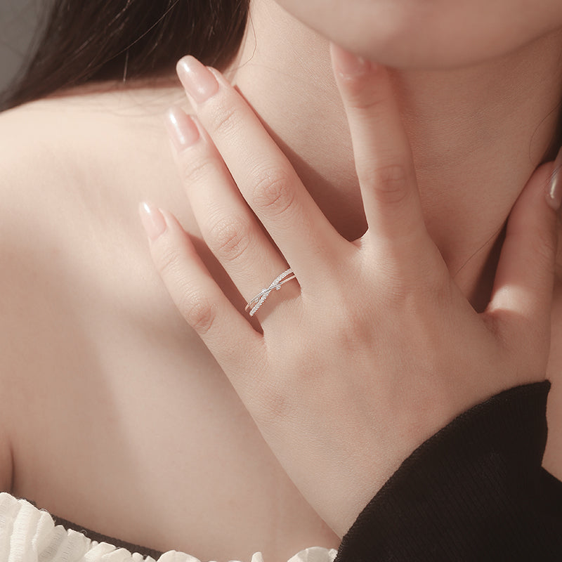 Handcrafted 925 Sterling Silver Interwoven Leaf Adjustable Ring - Nature Inspired Botanical Jewelry