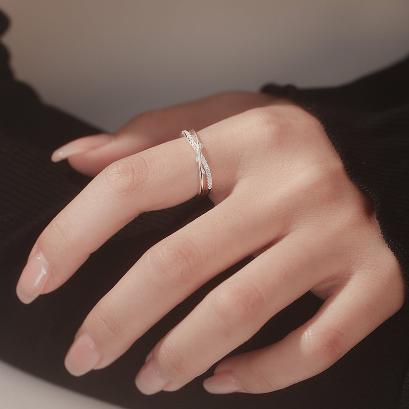 Handcrafted 925 Sterling Silver Interwoven Leaf Adjustable Ring - Nature Inspired Botanical Jewelry