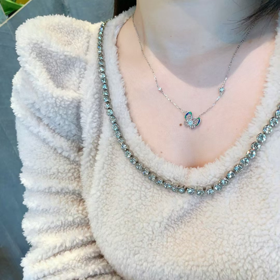 Collier pendentif papillon en argent sterling 925, émail et zircon, fabriqué à la main - Bijoux artisanaux délicats