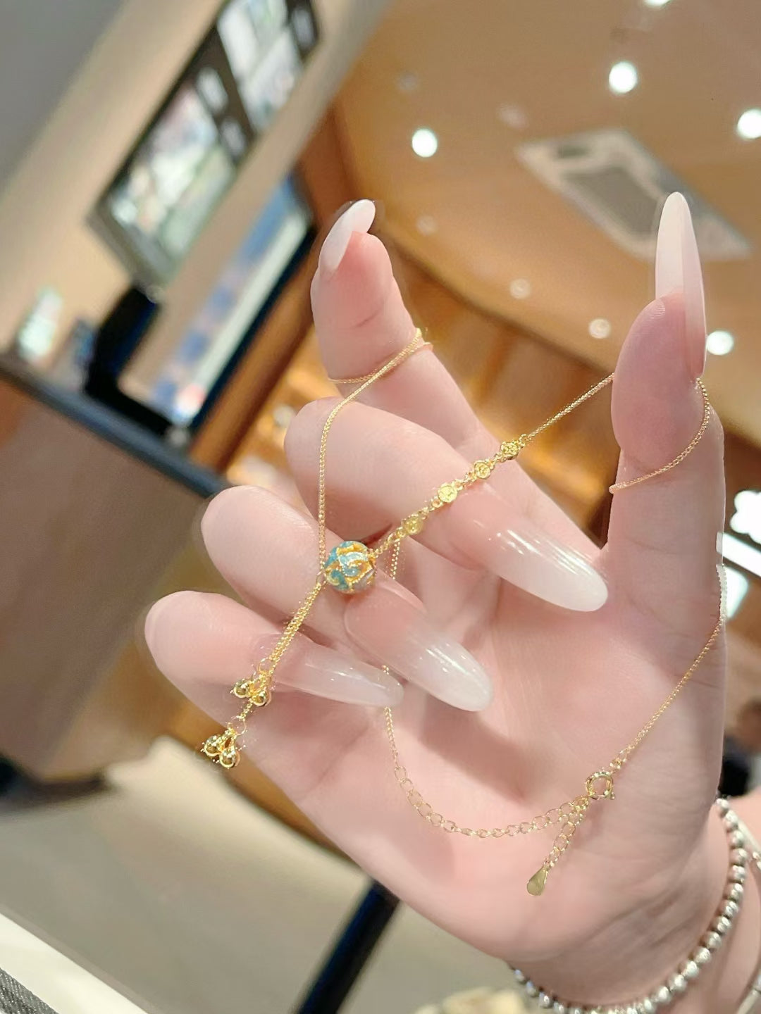 Collier pendentif sphère en émail et argent sterling 925 fait main – Bijou artisanal