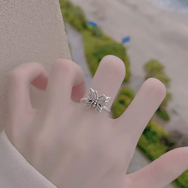 Handcrafted Sterling Silver Butterfly Ring Adjustable | Delicate 925 Silver Jewelry | Nature-Inspired Elegance