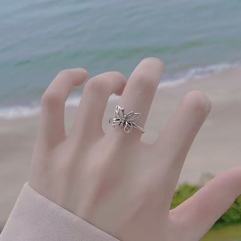 Handcrafted Sterling Silver Butterfly Ring Adjustable | Delicate 925 Silver Jewelry | Nature-Inspired Elegance