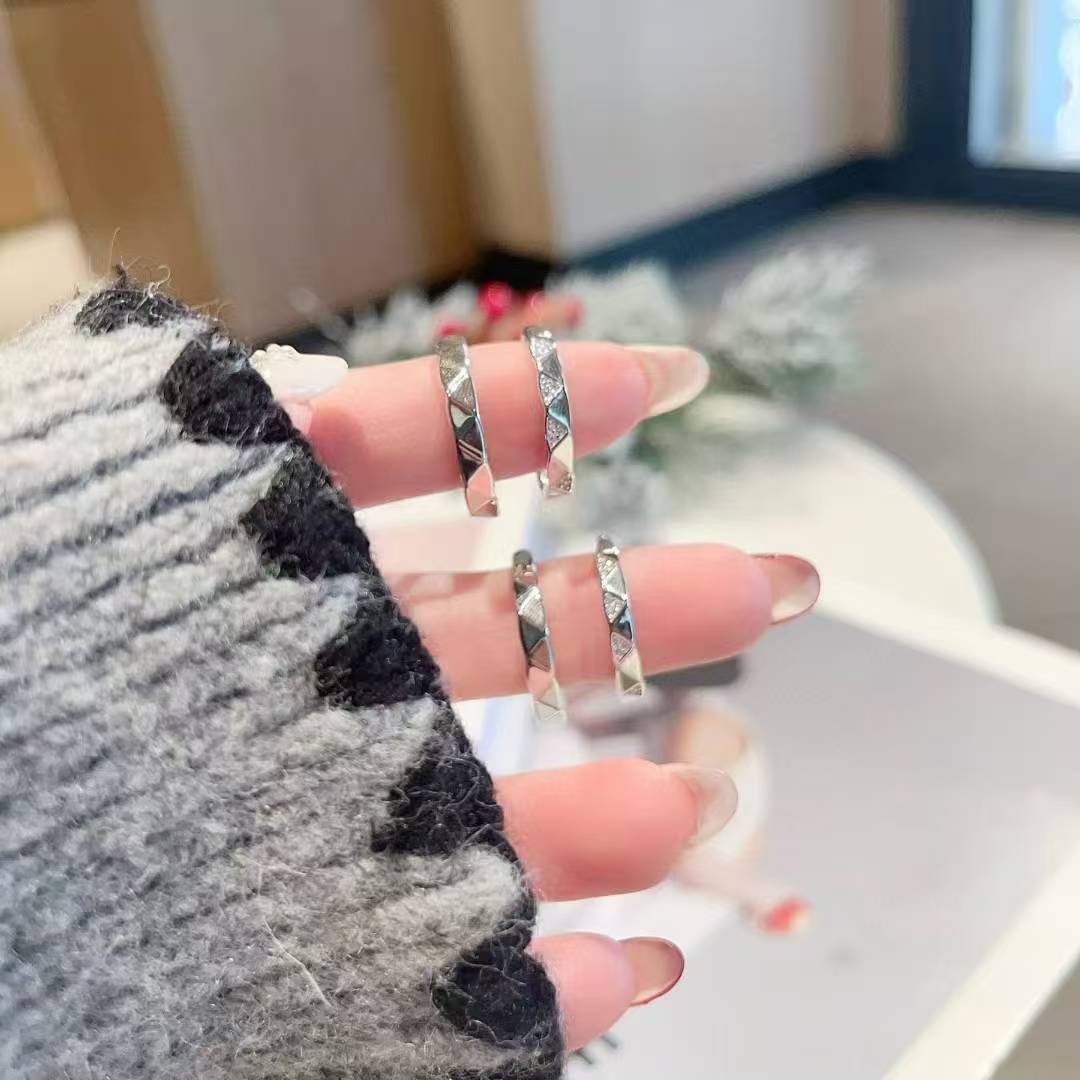 Hand-Forged unique design Couple Rings: 925 Sterling Silver & Sparkling CZ 2 pieces
