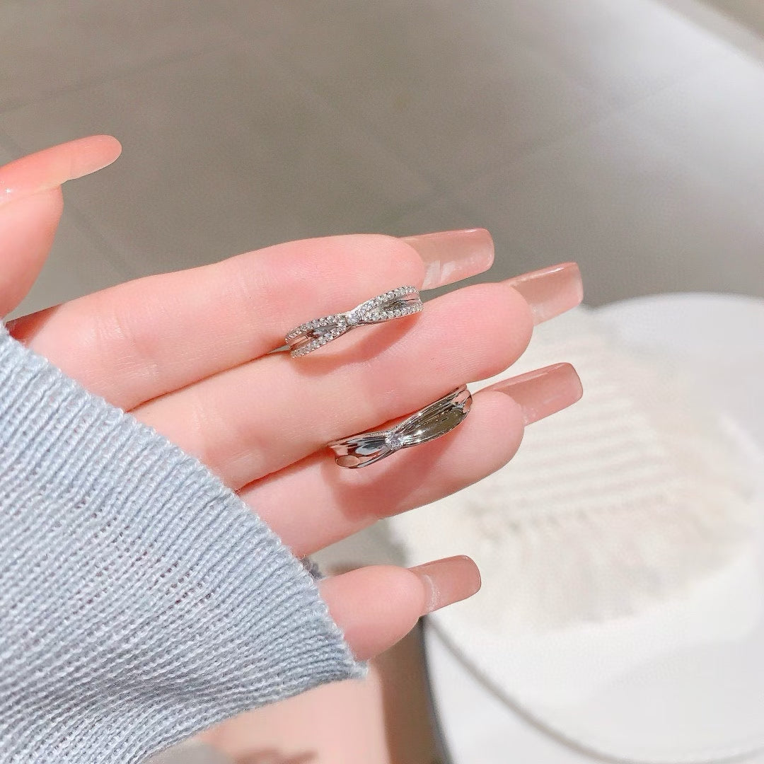 Destiny Intertwined Couple Rings - Handcrafted 925 Silver & CZ 2 pieces