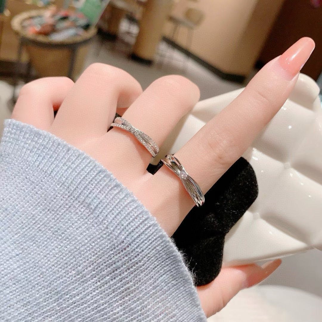 Destiny Intertwined Couple Rings - Handcrafted 925 Silver & CZ 2 pieces