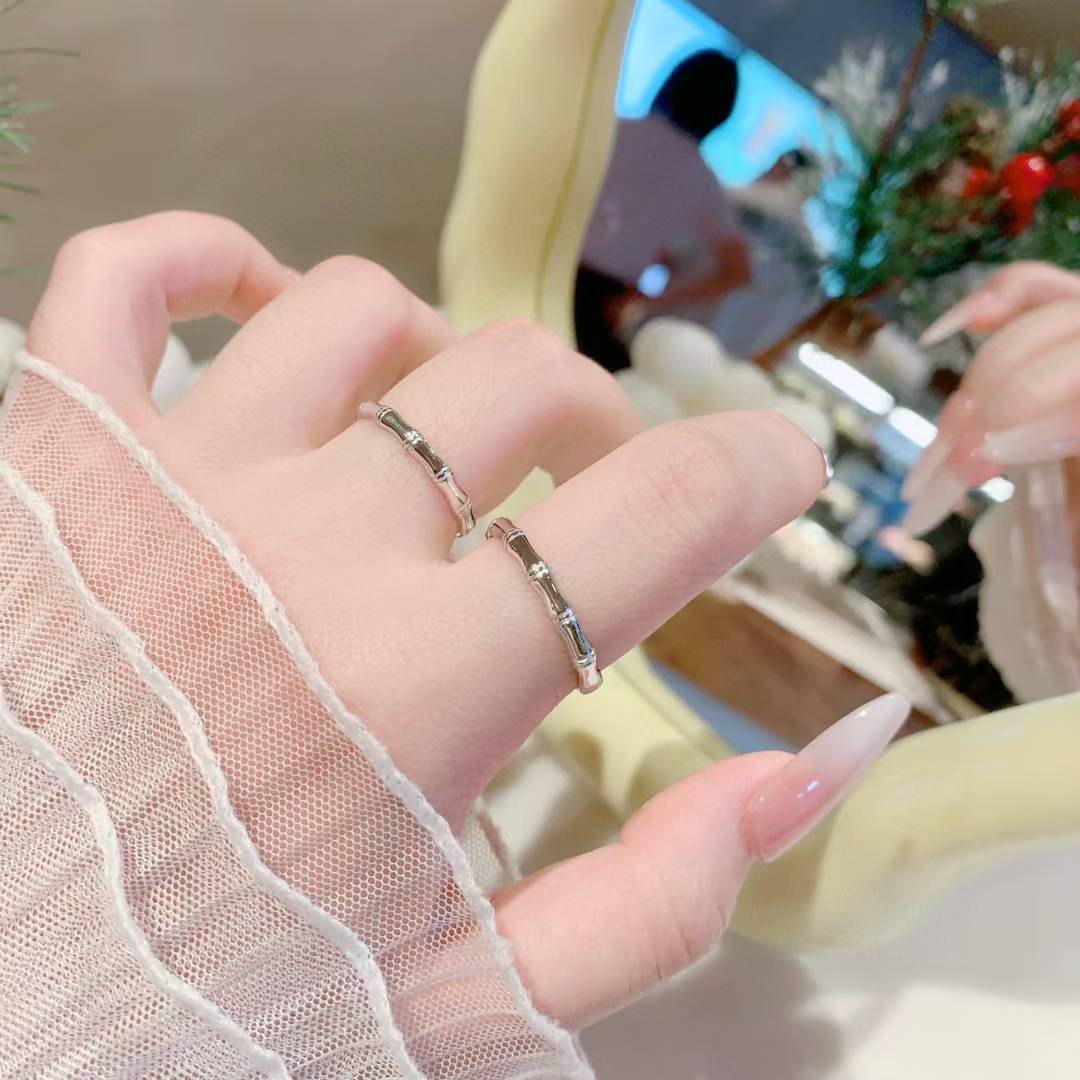 Handcrafted Bamboo Joint Couple Rings: Love That Bends But Never Breaks 2 pieces