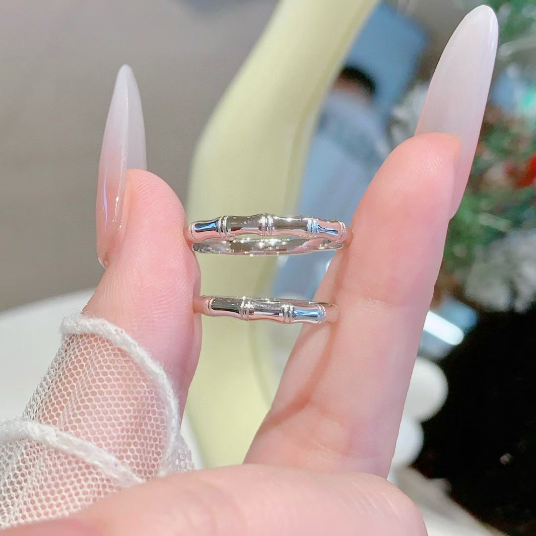 Handcrafted Bamboo Joint Couple Rings: Love That Bends But Never Breaks 2 pieces