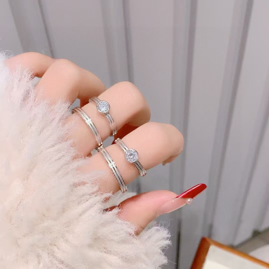 Handcrafted "Lock You In" 925 Sterling Silver & Zirconia Couple's Ring Set - Timeless Symbol of Your Love 2 pieces