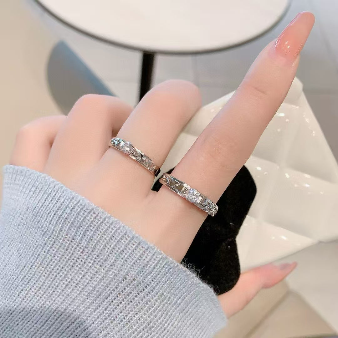 Handmade 925 Sterling Silver Carved Floral Kiss Couple's Ring Set – Where Art Meets Everlasting Love 2 pieces