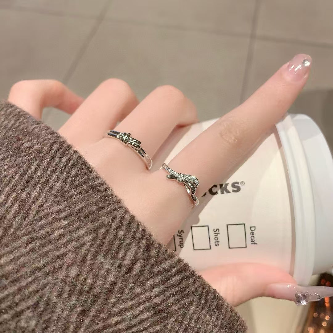 Two Souls, One Promise: Handcrafted Sterling Silver Love Knot Couple’s Rings 2 pieces