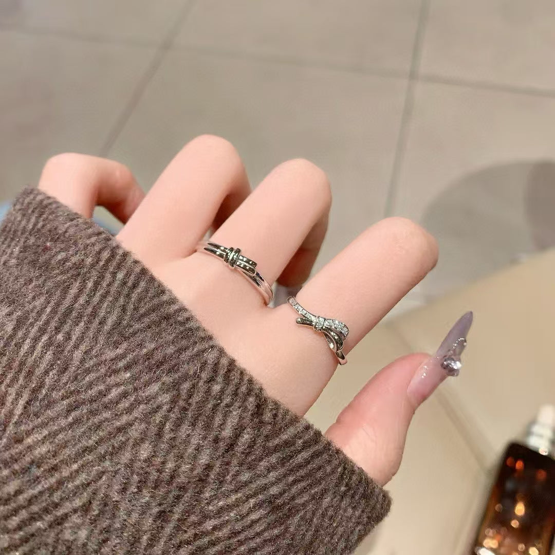 Two Souls, One Promise: Handcrafted Sterling Silver Love Knot Couple’s Rings 2 pieces