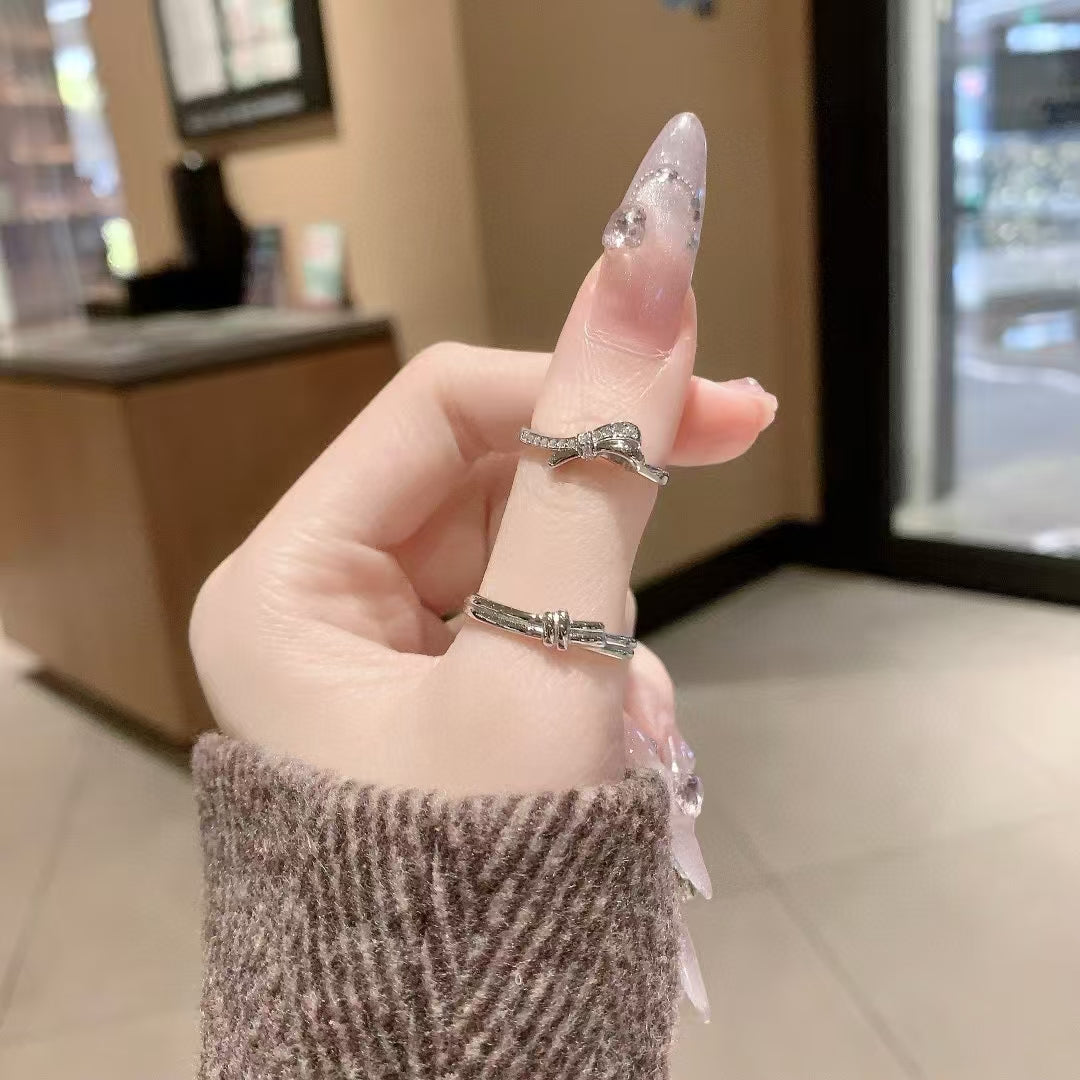 Two Souls, One Promise: Handcrafted Sterling Silver Love Knot Couple’s Rings 2 pieces