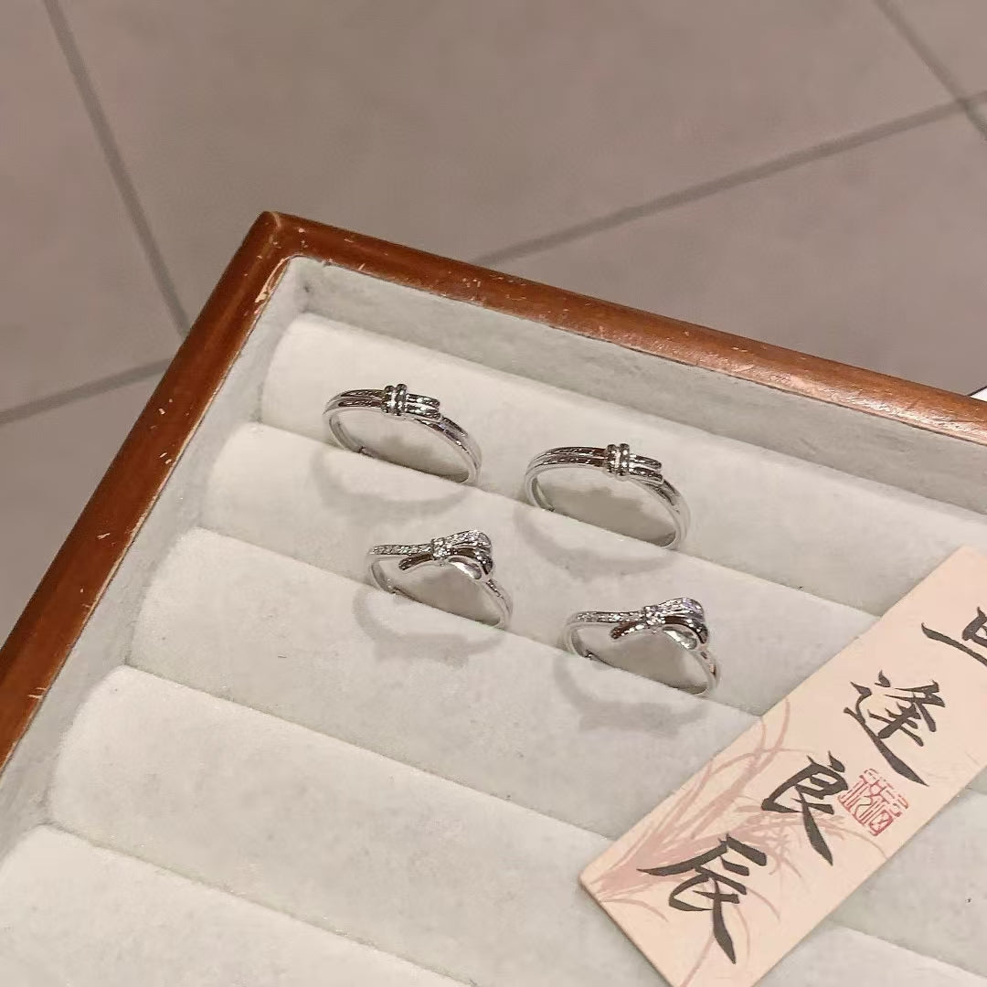 Two Souls, One Promise: Handcrafted Sterling Silver Love Knot Couple’s Rings 2 pieces