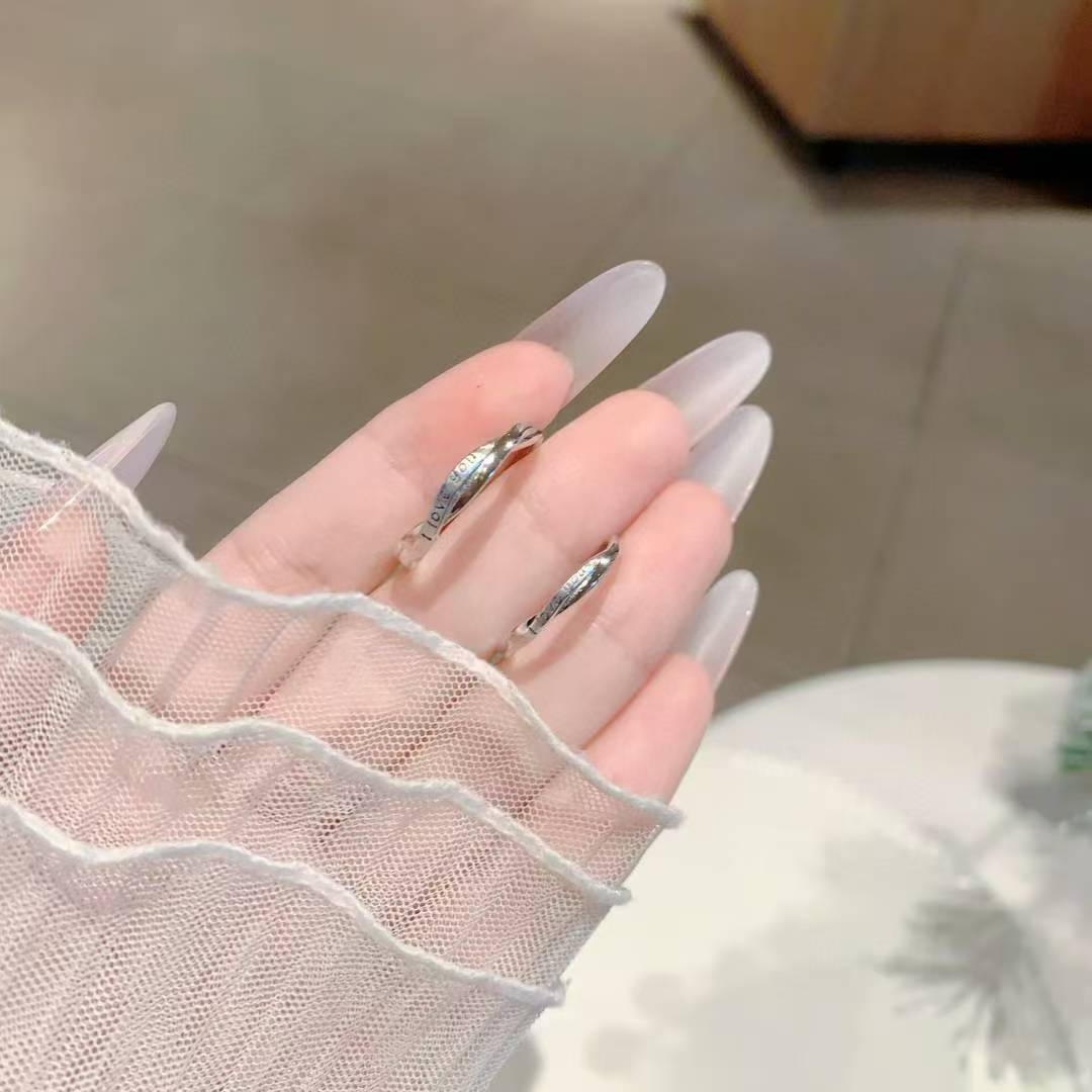 Interlocked LOVE Couples Ring Set • Hand-Engraved 925 Sterling Silver 2 pieces