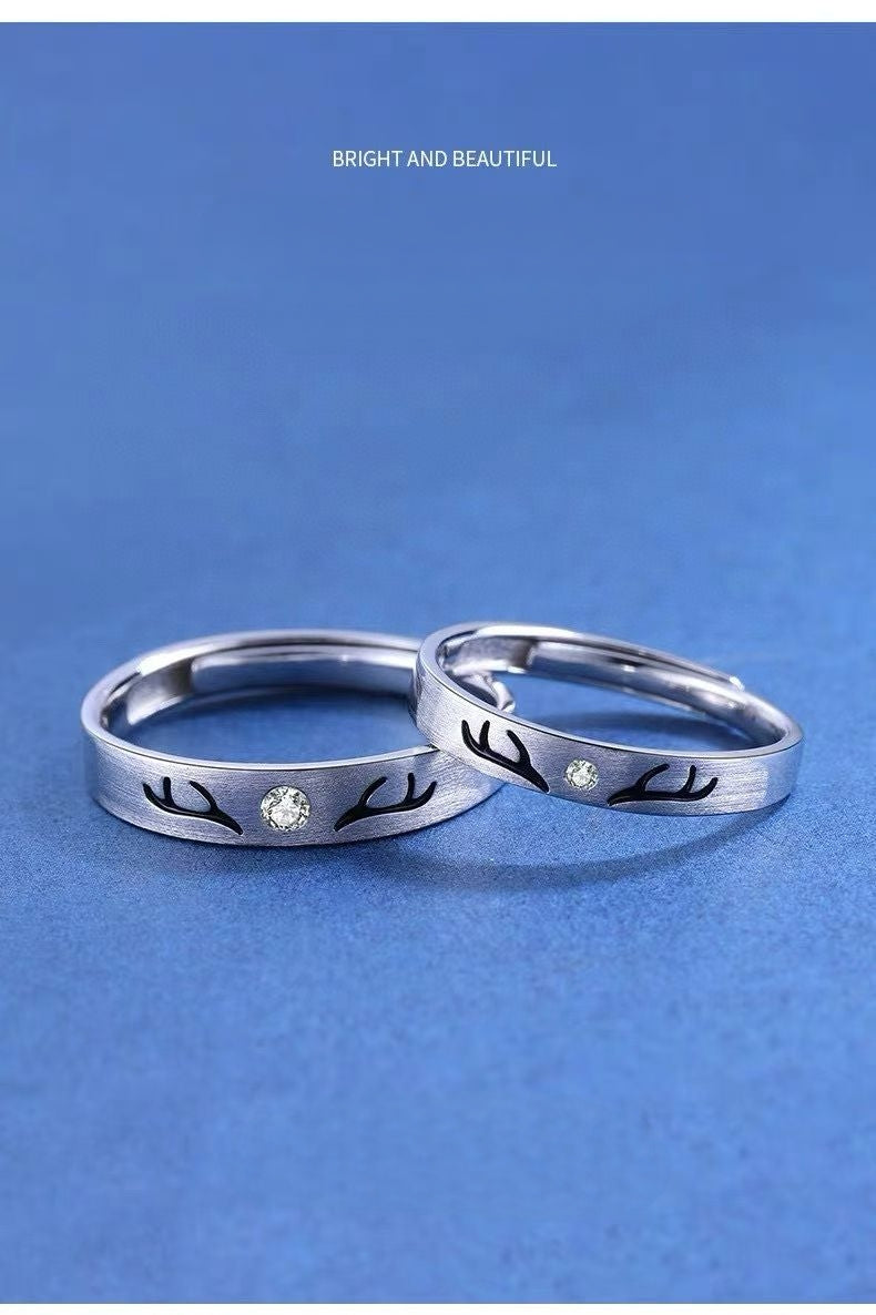 Handcrafted Deer Antler Couple Rings: "By Your Side" Series 2 pieces