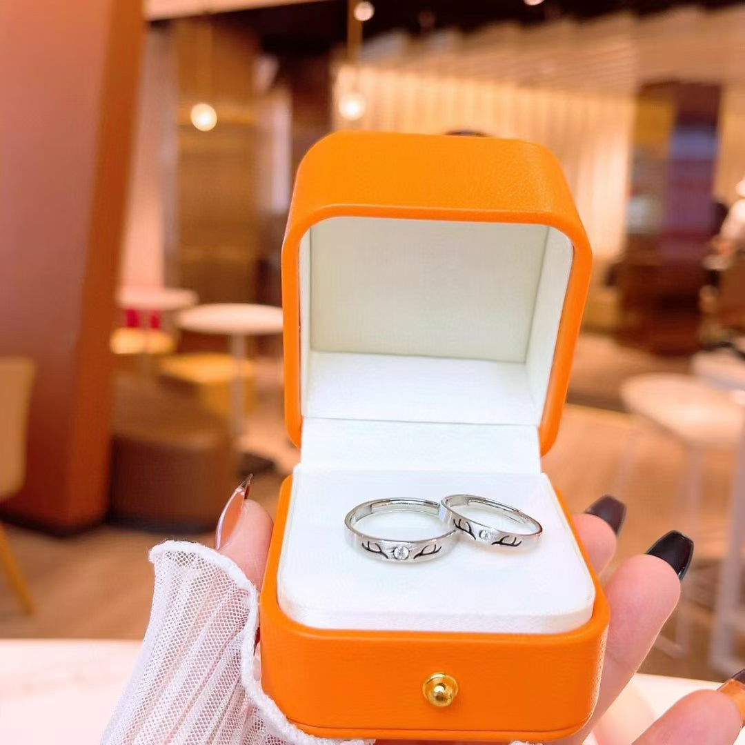Handcrafted Deer Antler Couple Rings: "By Your Side" Series 2 pieces