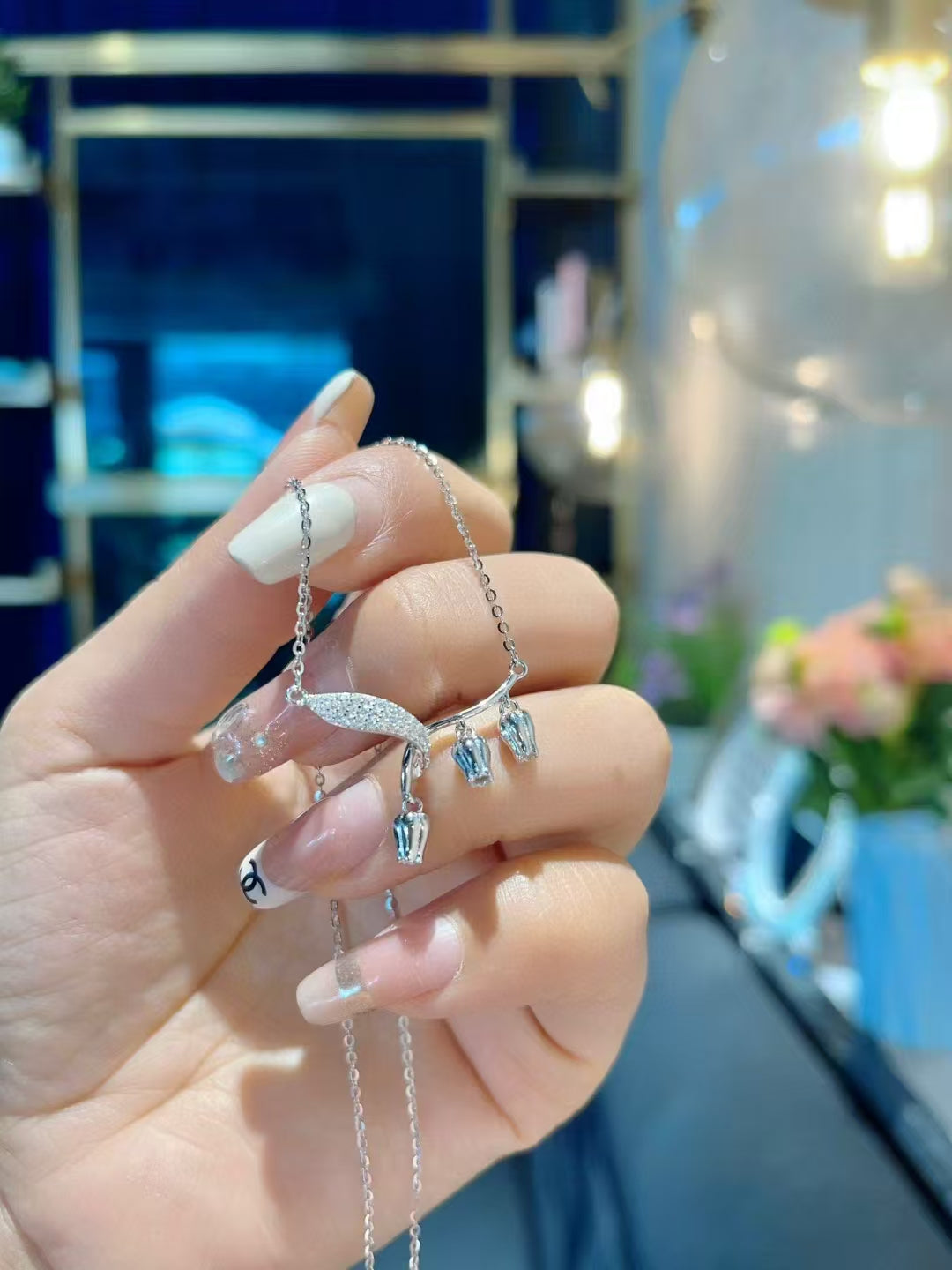 Collier pendentif « Muguet » en argent sterling 925 – Délicate fleur de pureté et de promesse