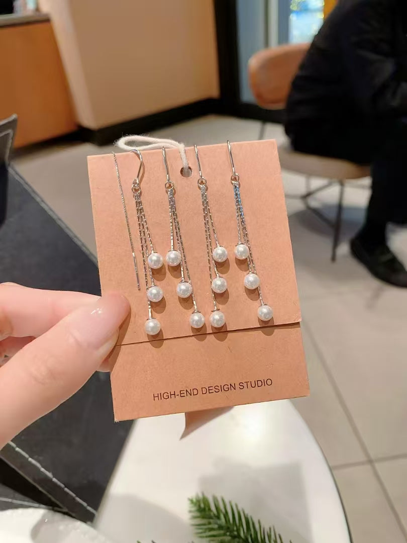 Boucles d'oreilles à pampilles artisanales en argent sterling 925 – L'élégance tissée à la main en mouvement