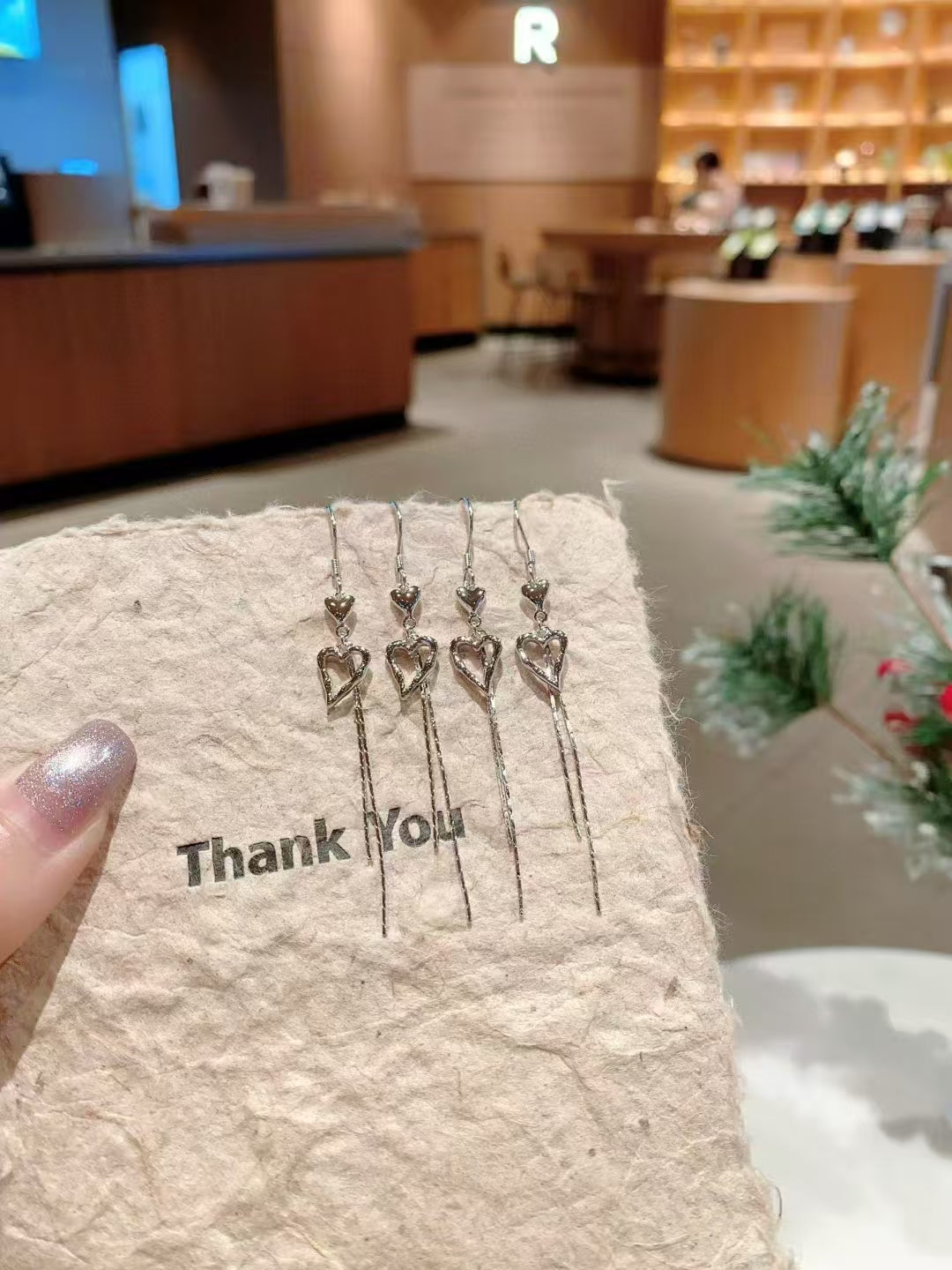 Boucles d'oreilles pampilles cœur en argent sterling 925 - Une lettre d'amour en mouvement