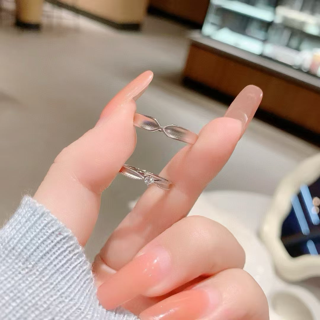Eternal Trinity: Handmade 925 Silver "Three Lifetimes" Couple Rings with Zirconia 2 pieces