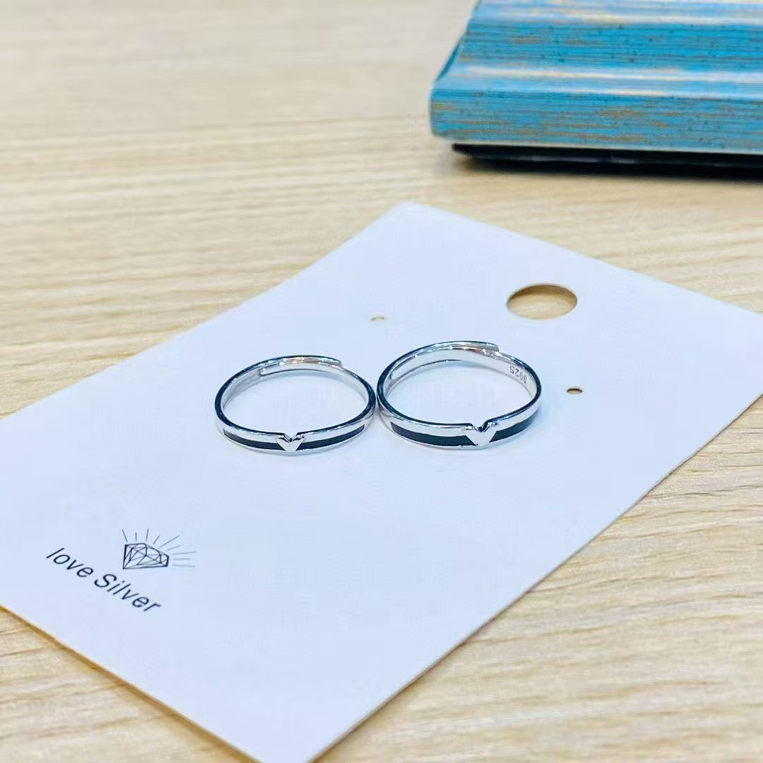 Eternal Love: Handcrafted 925 Sterling Silver Couple Rings - Two Hearts, One Soul 2 pieces