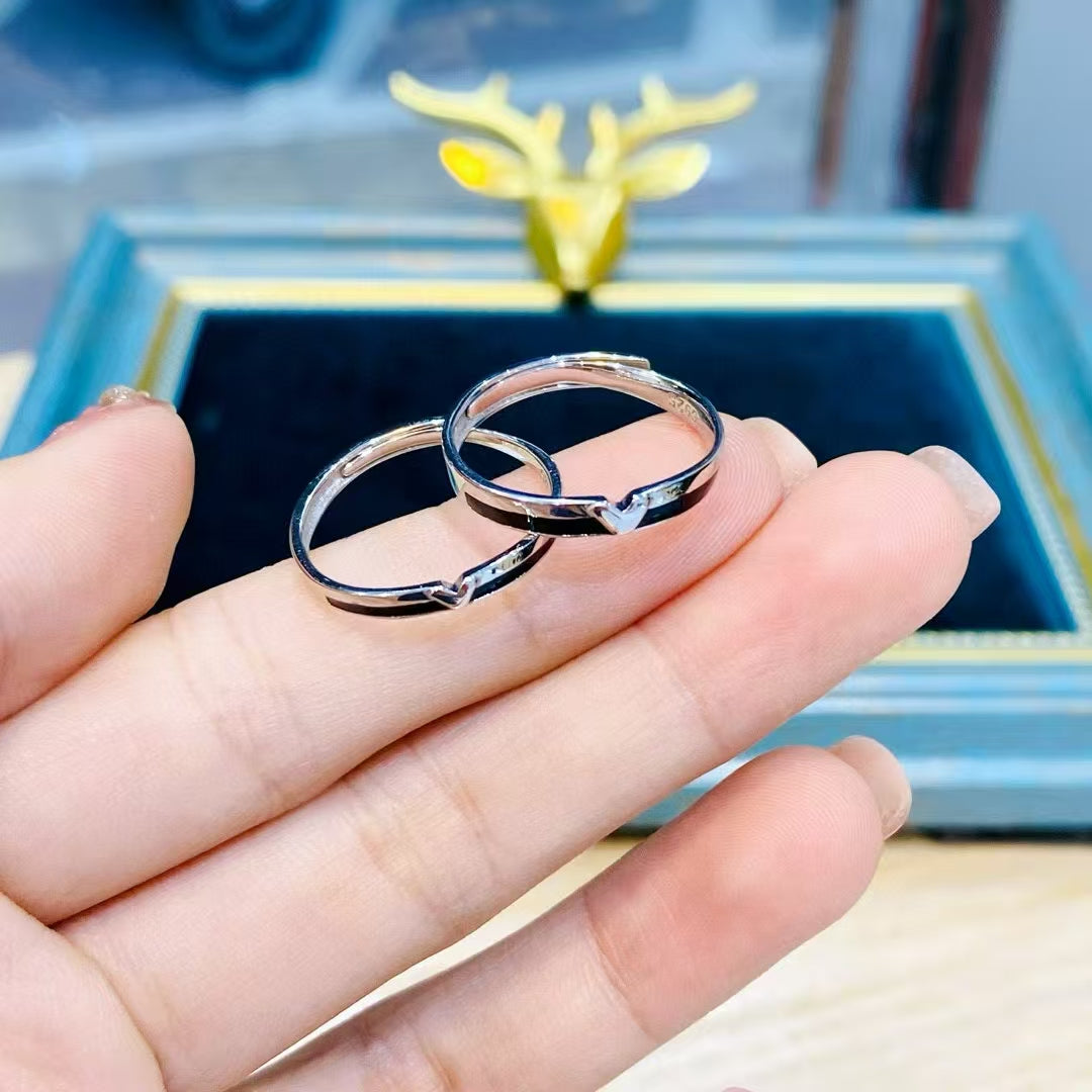 Eternal Love: Handcrafted 925 Sterling Silver Couple Rings - Two Hearts, One Soul 2 pieces