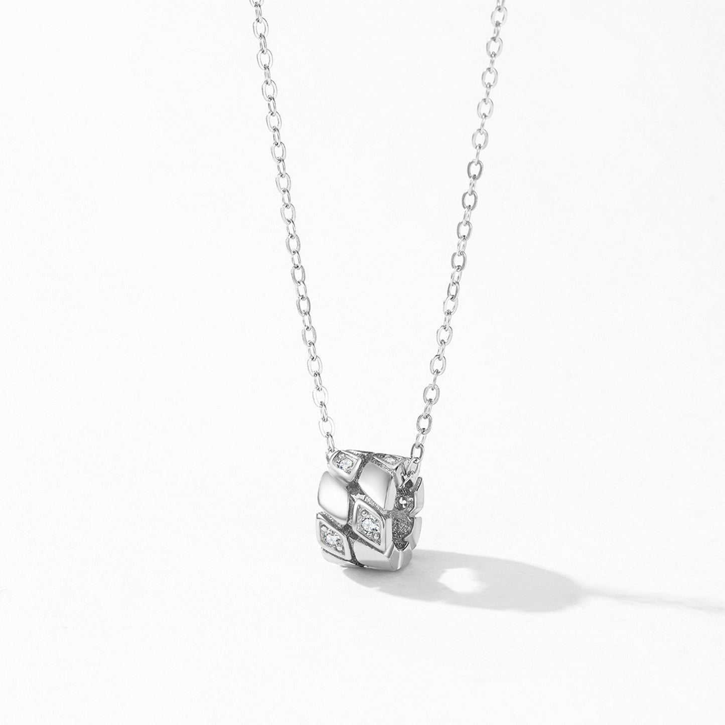 Geometric Elegance Jewelry Set - Diamond-Cut Zircon Sterling Silver Earrings & Necklace