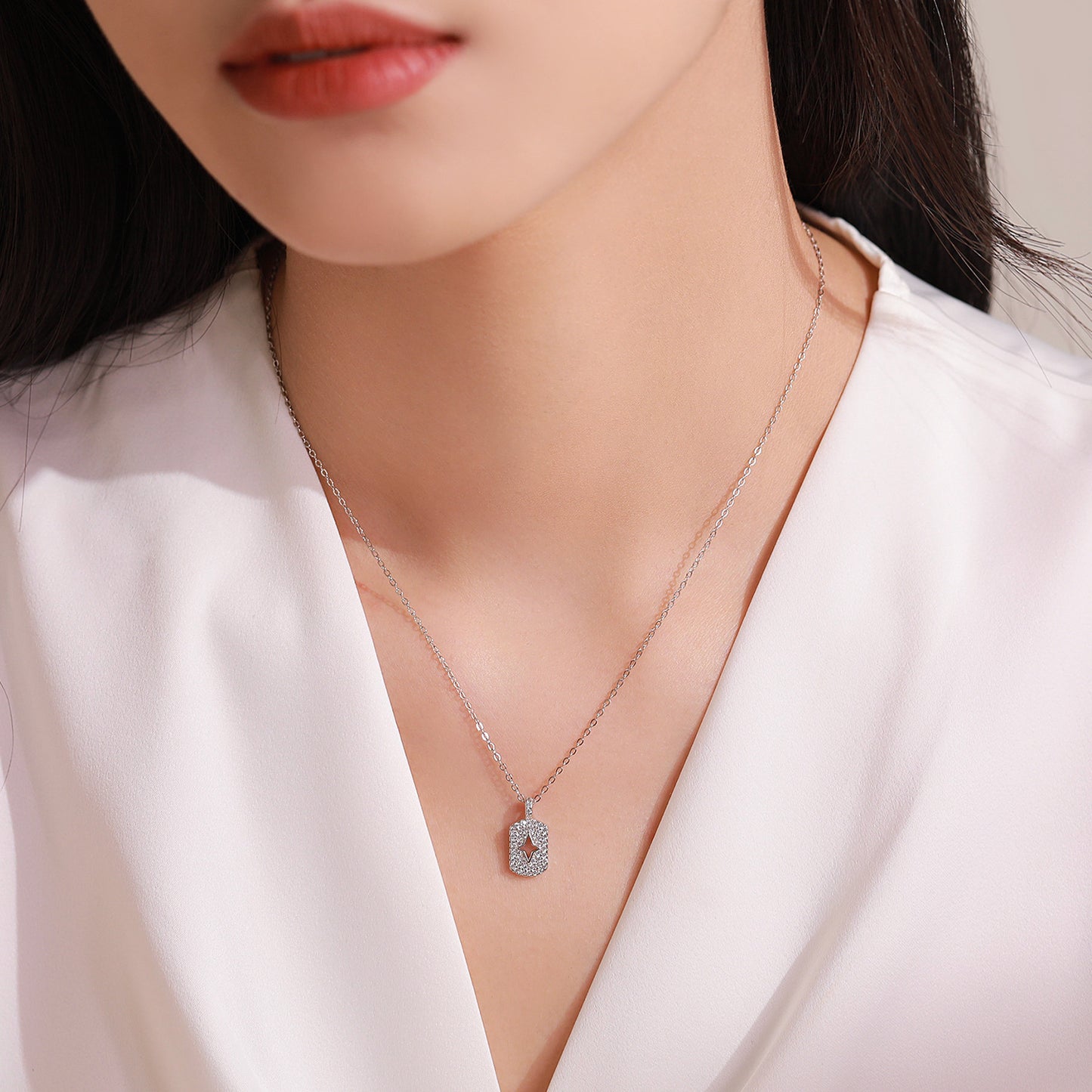 Celestial Star Jewelry Set - Zircon Sterling Silver Earrings & Necklace