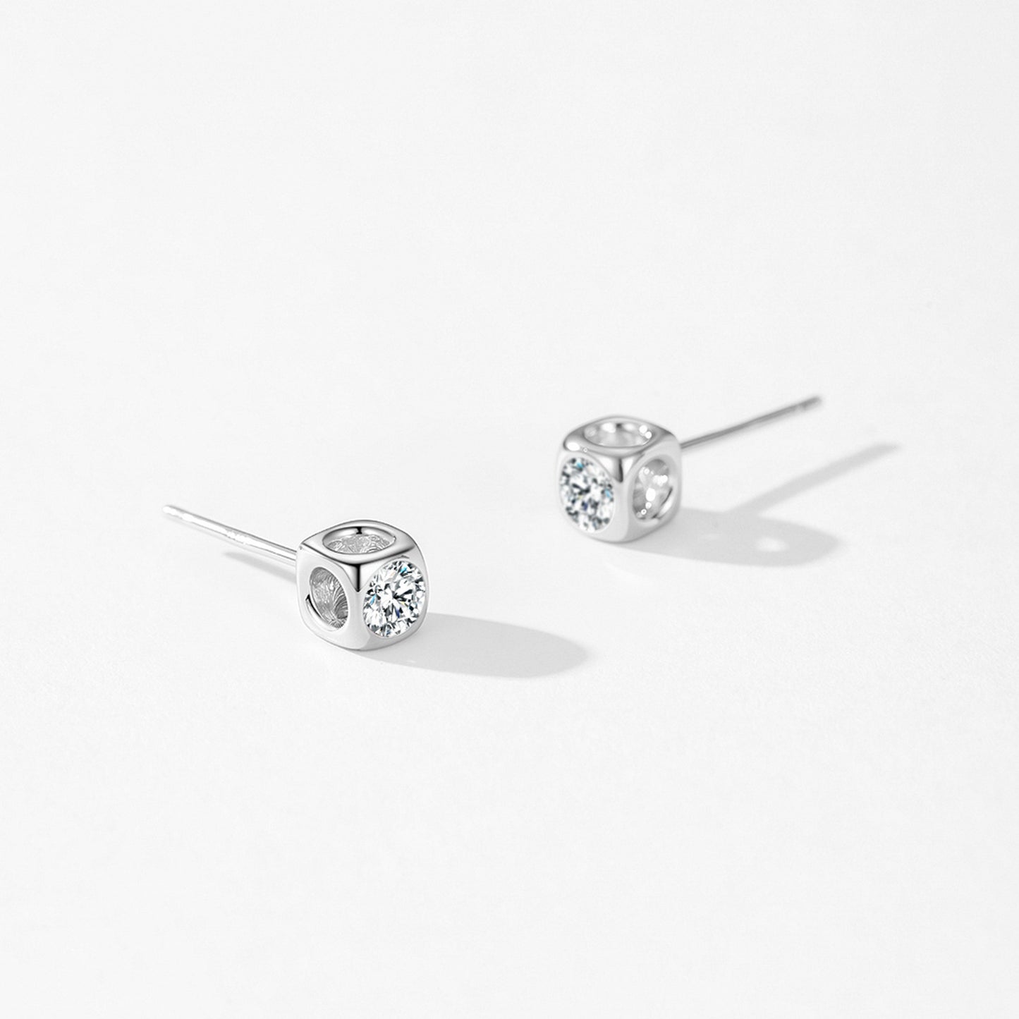 Minimalist Square Jewelry Set - Zircon Sterling Silver Earrings, Bracelet & Necklace