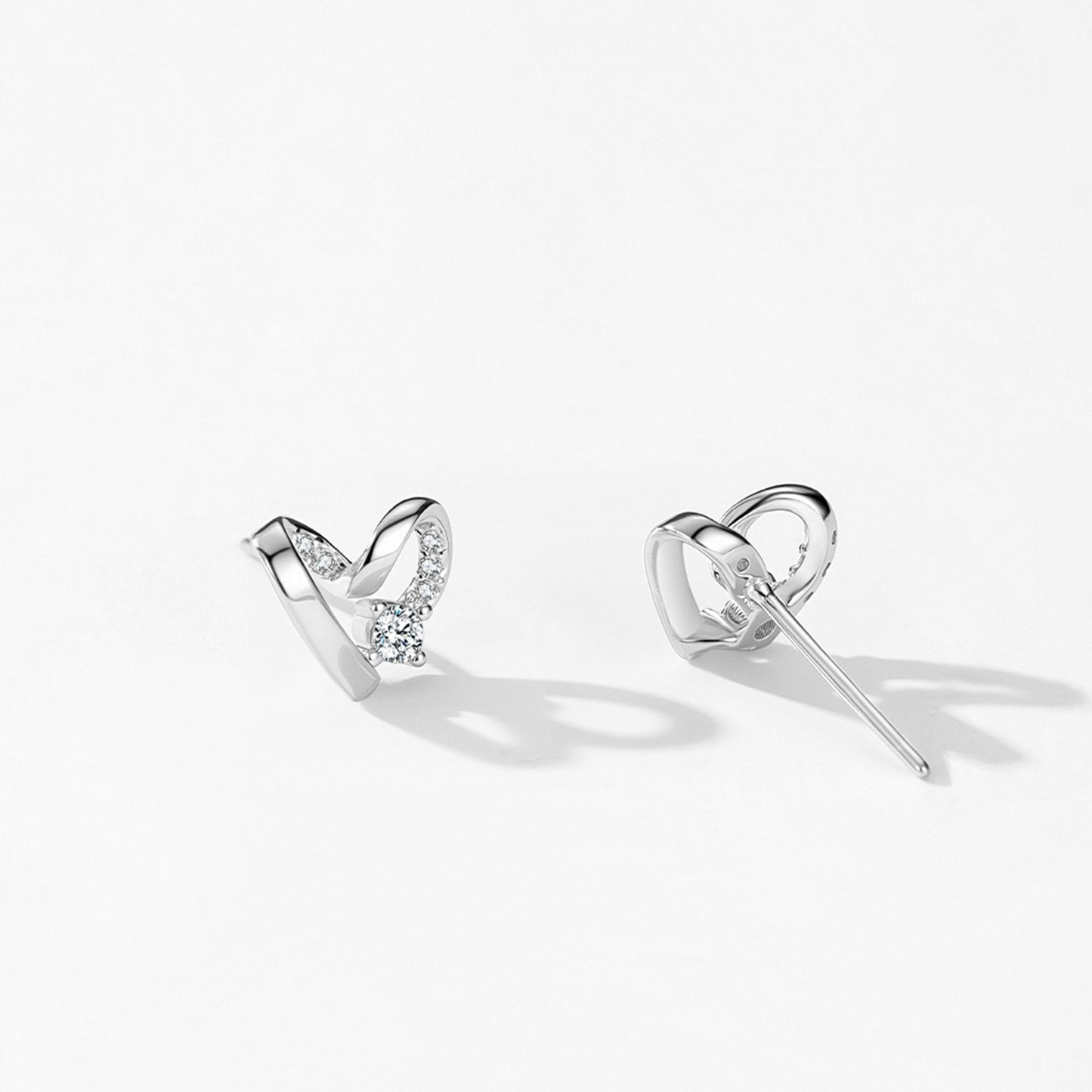 Romantic Heart Jewelry Set - Zircon Sterling Silver Earrings & Necklace