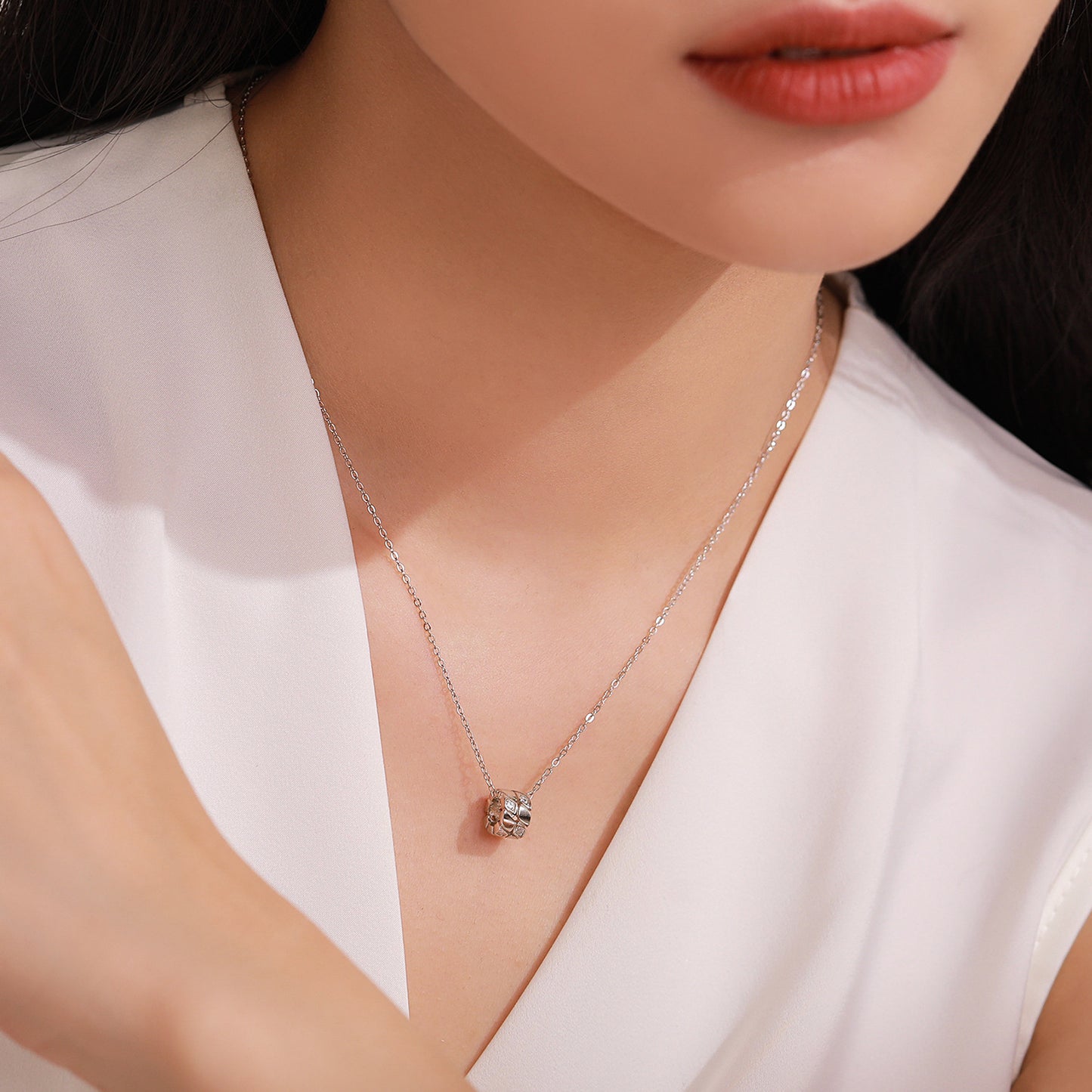 Geometric Elegance Jewelry Set - Diamond-Cut Zircon Sterling Silver Earrings & Necklace