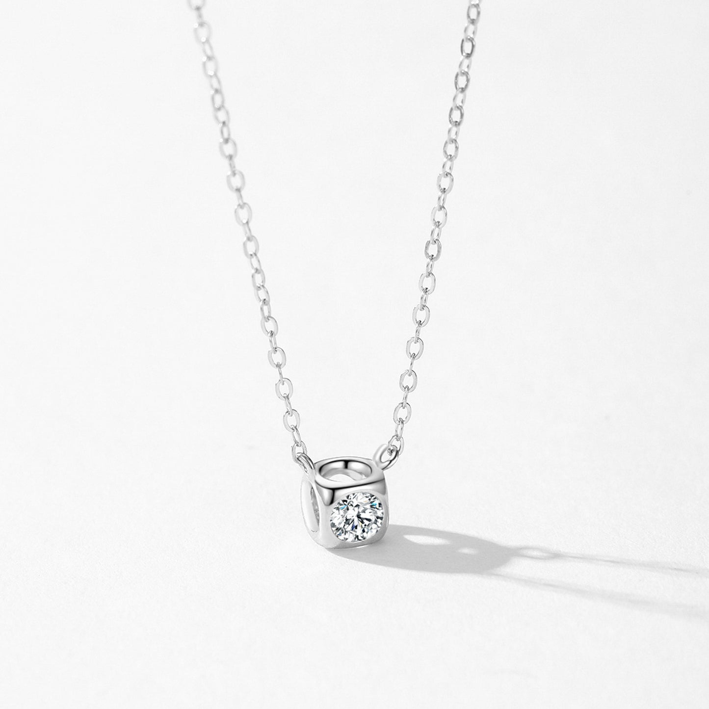 Minimalist Square Jewelry Set - Zircon Sterling Silver Earrings, Bracelet & Necklace