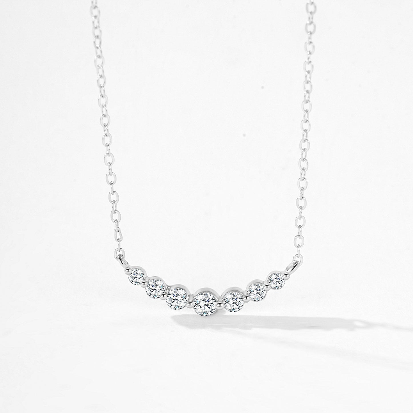 Smiling Zircon Jewelry Set - Sterling Silver Earrings & Necklace