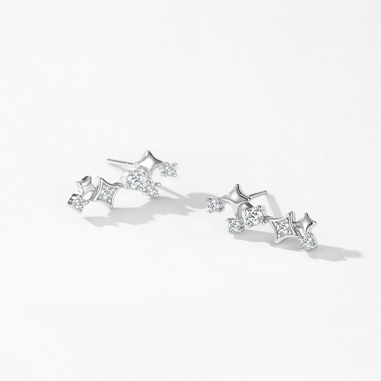 Happy Star Jewelry Set - Smiling Zircon Sterling Silver Earrings & Necklace