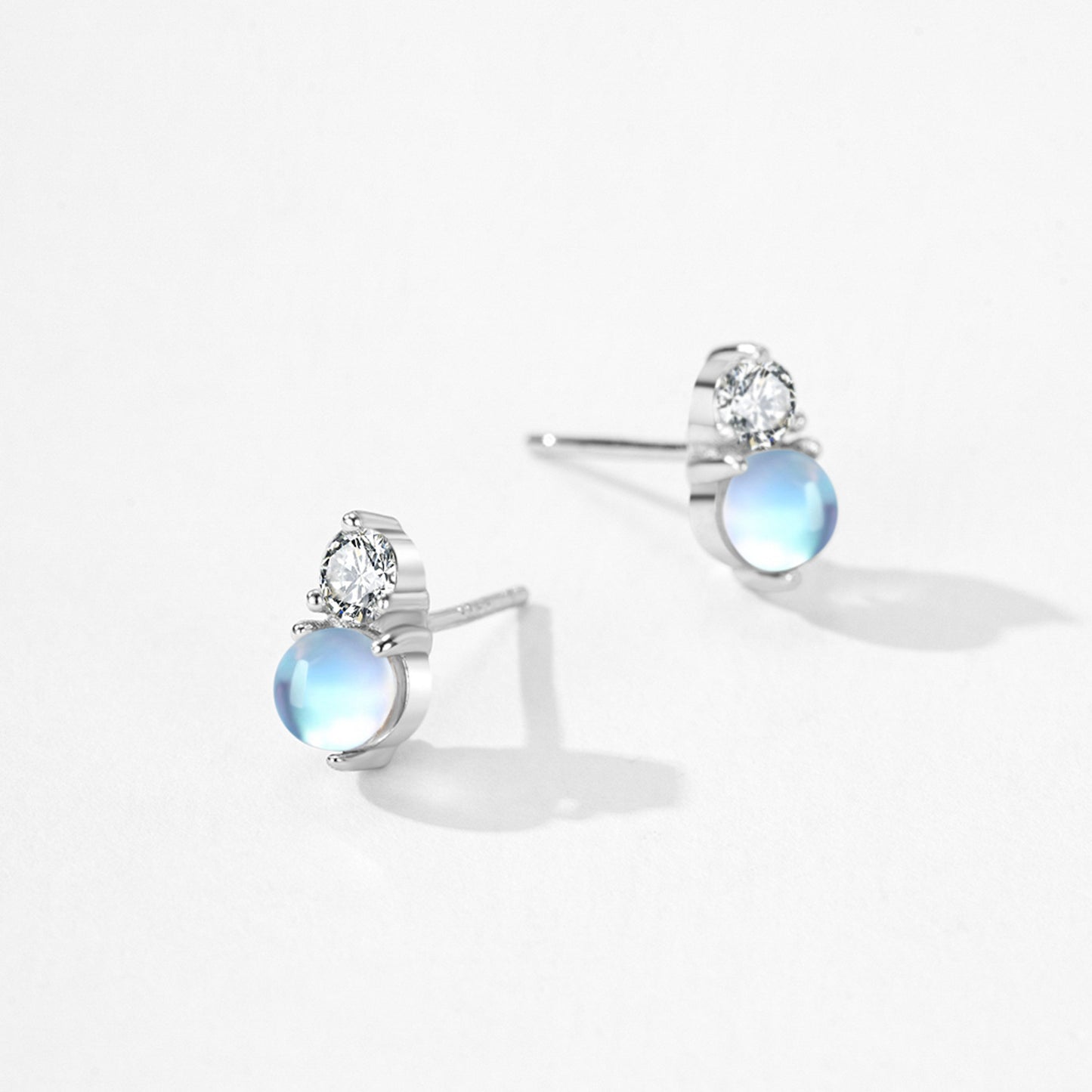 Moonlight Radiance Jewelry Set - Round Moonstone & Zircon Earrings & Necklace