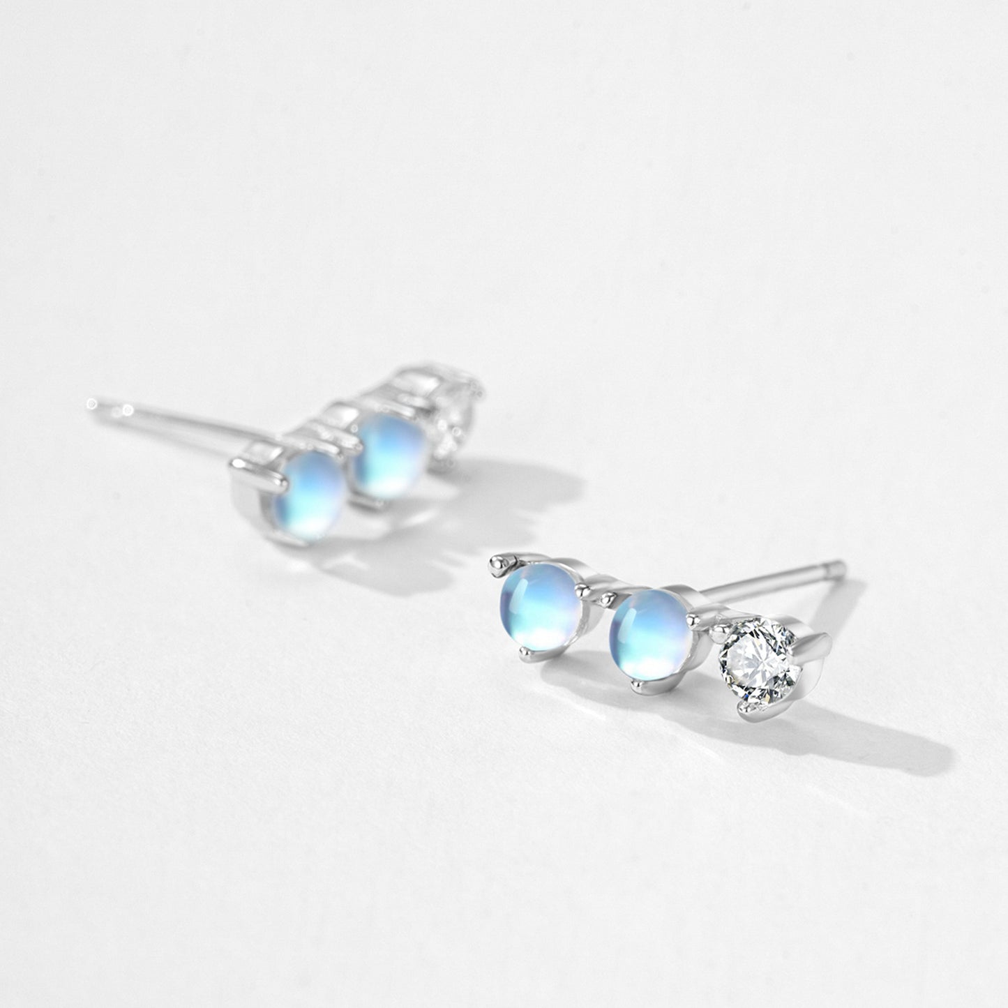 Celestial Bar Jewelry Set – Moonstone & Zircon Sterling Silver Earrings & Necklace