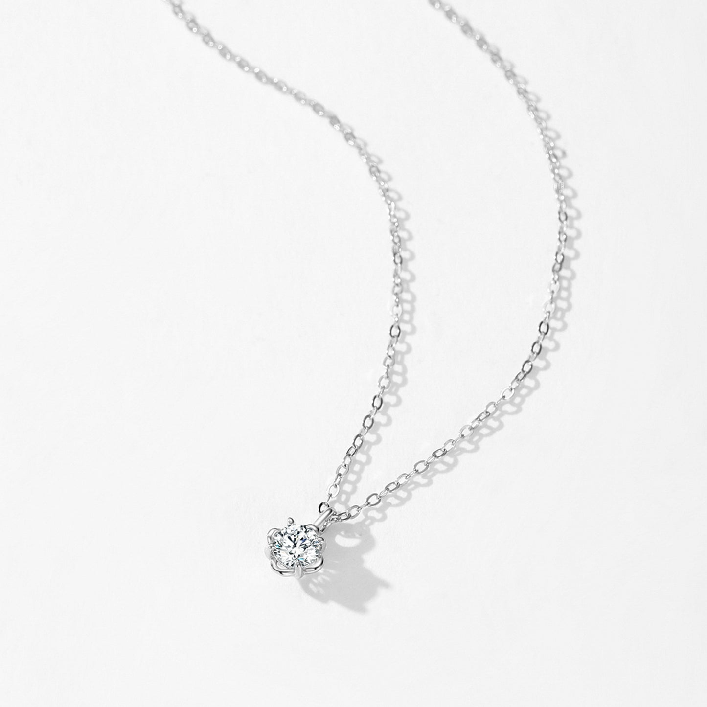 Classic Floral Jewelry Set - Zircon Sterling Silver Earrings & Necklace