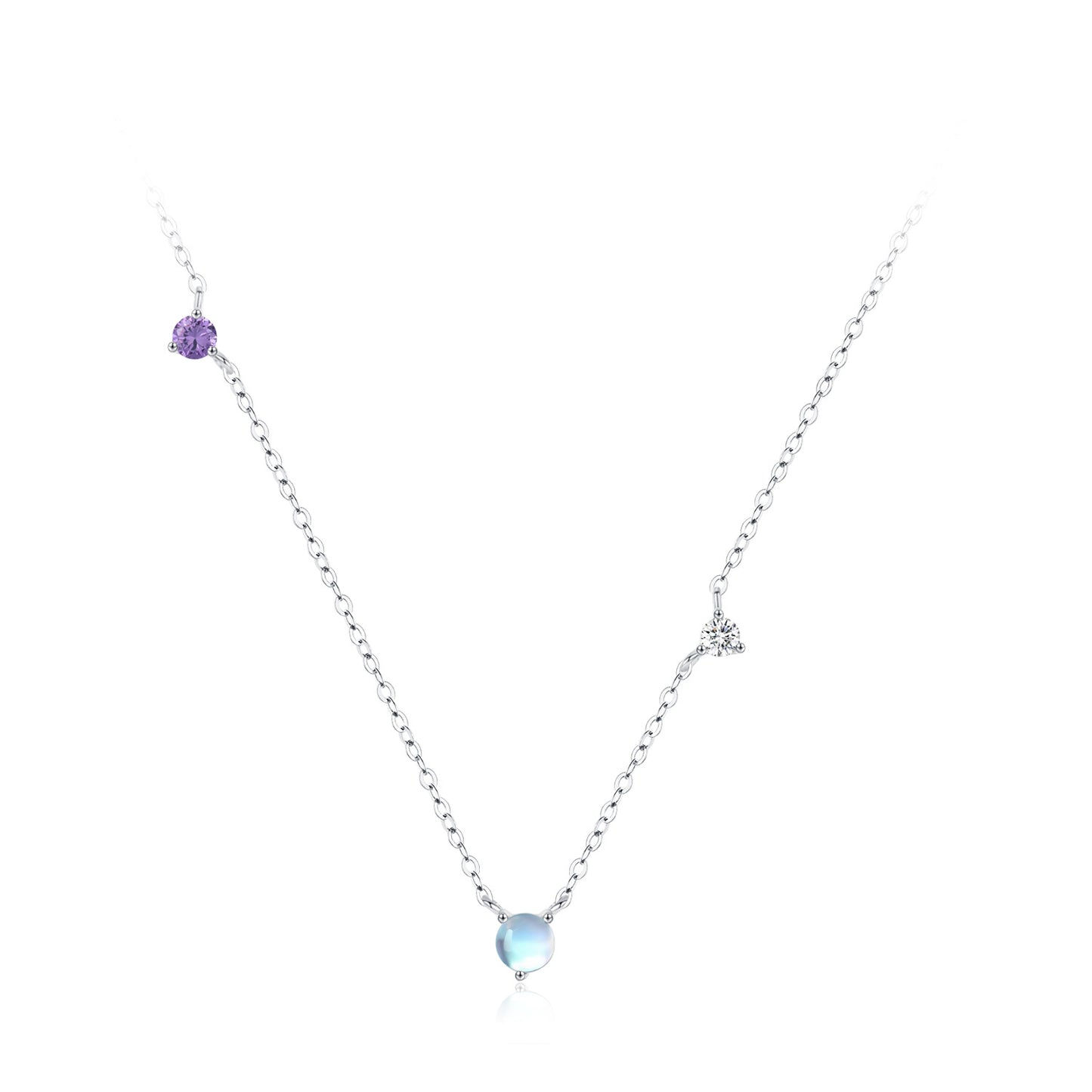 Luna Glow Jewelry Set - Moonstone & Zircon Sterling Silver Earrings & Necklace