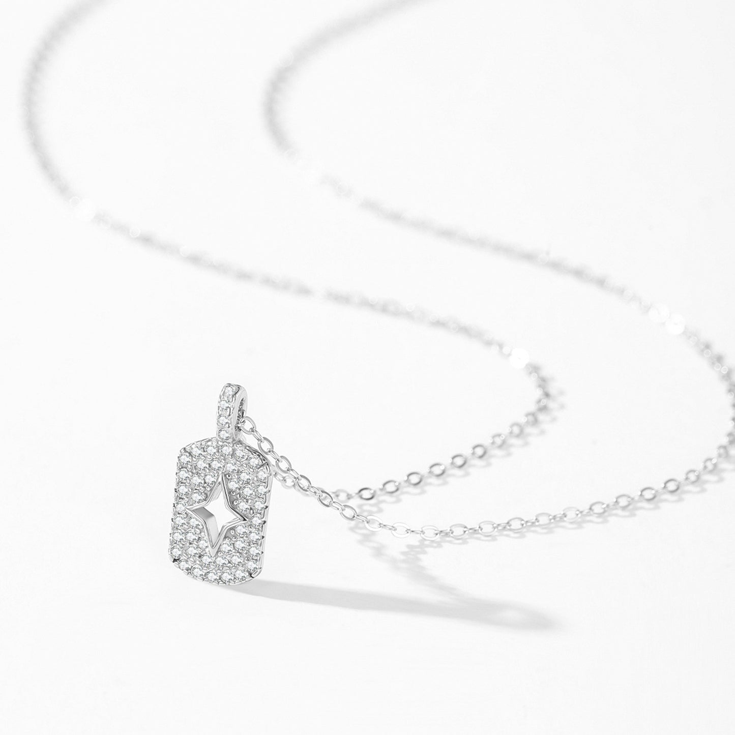 Celestial Star Jewelry Set - Zircon Sterling Silver Earrings & Necklace