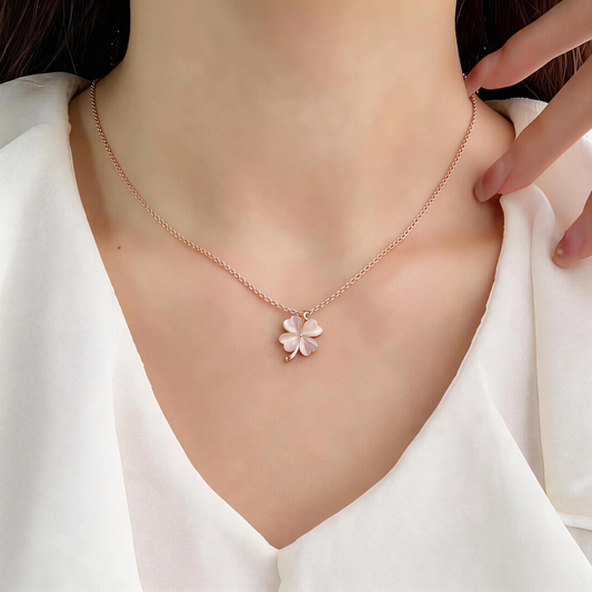 Leweivi Minimalist Lucky Clover Necklace in 999 Silver - Dainty Everyday Layering Jewelry